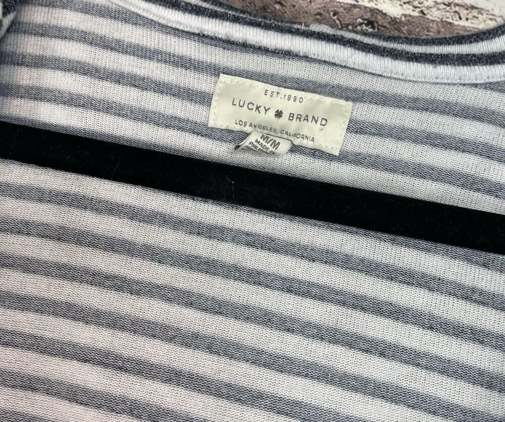 Lucky Brand Long Sleeve Striped Hoodie Pullover Women M Spring Summer Baja Beach - Picture 5 of 6